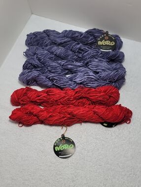 Noro Hand-Dyed Silk Yarn Skeins in Red and Purple NWT